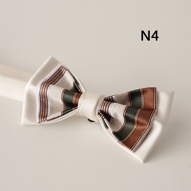 Papillon con cinturino regolabile in raso a due strati con motivo beige - Stile n. 4 - image 6