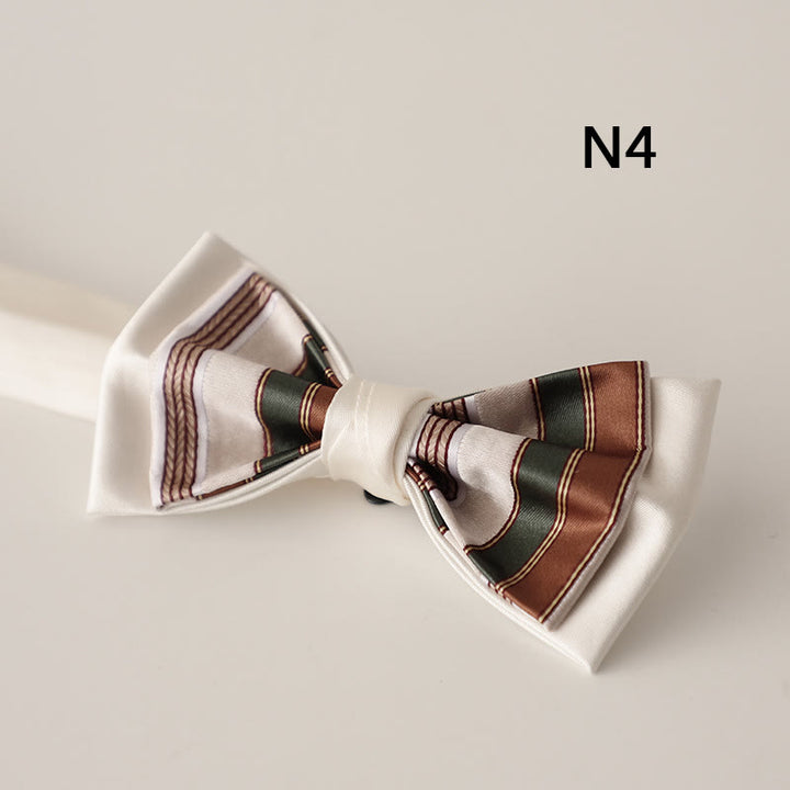 Papillon con cinturino regolabile in raso a due strati con motivo beige