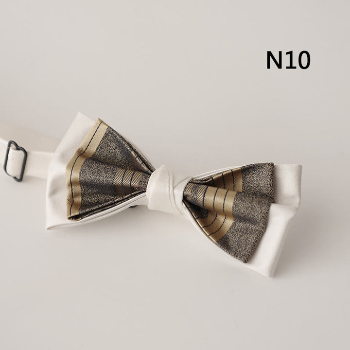 Papillon con cinturino regolabile in raso a due strati con motivo beige - Stile n. 10 - image 11