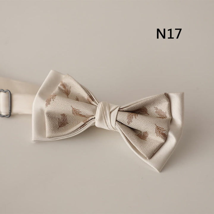 Papillon con cinturino regolabile in raso a due strati con motivo beige