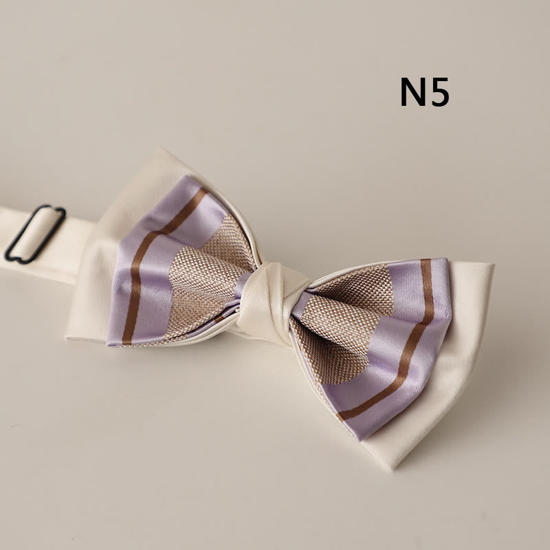 Papillon con cinturino regolabile in raso a due strati con motivo beige