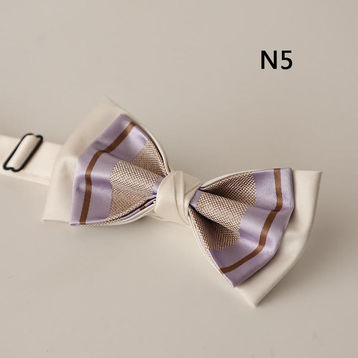 Papillon con cinturino regolabile in raso a due strati con motivo beige