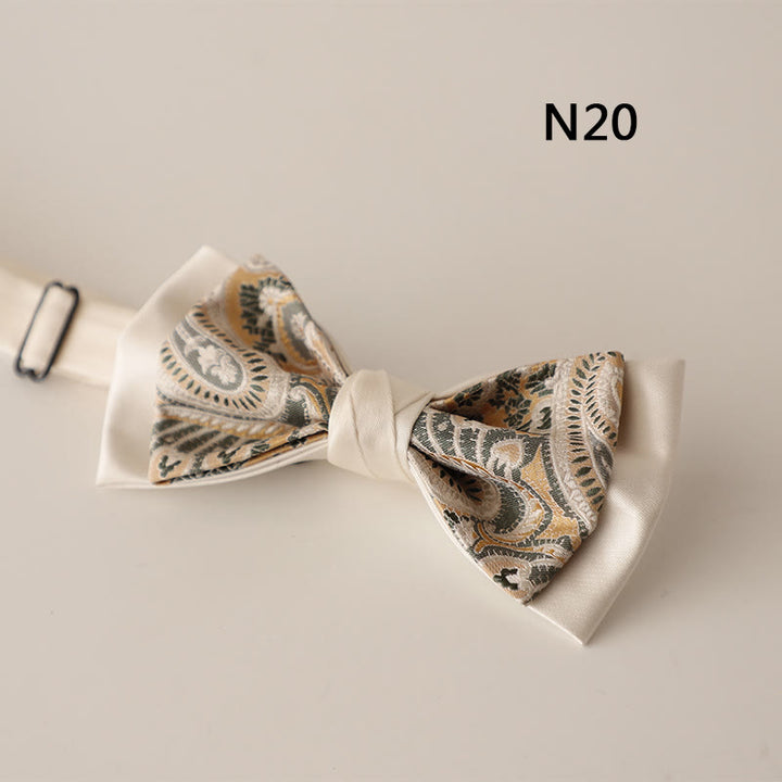 Papillon con cinturino regolabile in raso a due strati con motivo beige