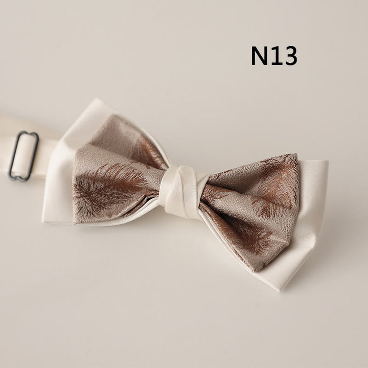 Papillon con cinturino regolabile in raso a due strati con motivo beige
