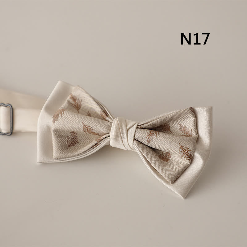 Papillon con cinturino regolabile in raso a due strati con motivo beige - Stile #17 - image 18