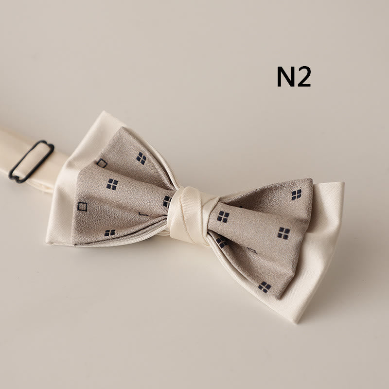 Papillon con cinturino regolabile in raso a due strati con motivo beige