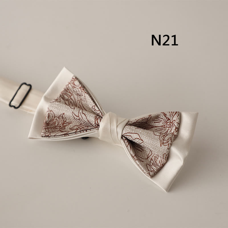 Papillon con cinturino regolabile in raso a due strati con motivo beige