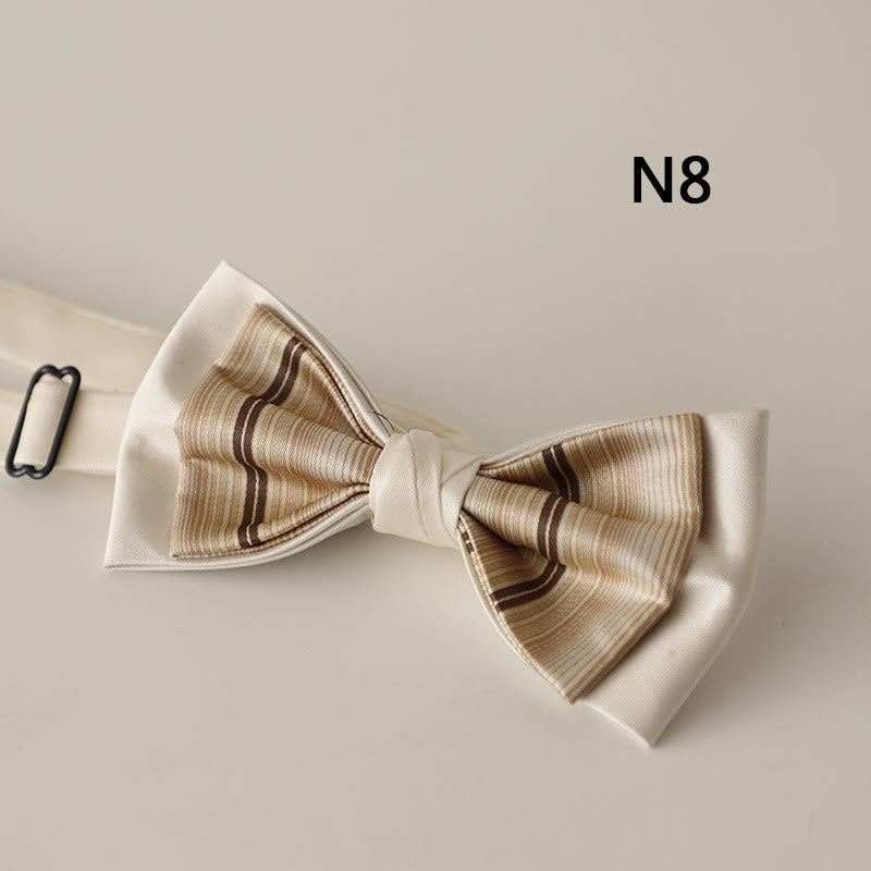 Papillon con cinturino regolabile in raso a due strati con motivo beige