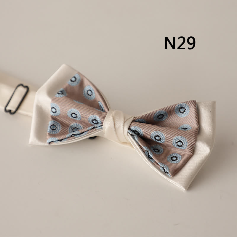 Papillon con cinturino regolabile in raso a due strati con motivo beige