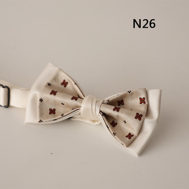 Papillon con cinturino regolabile in raso a due strati con motivo beige