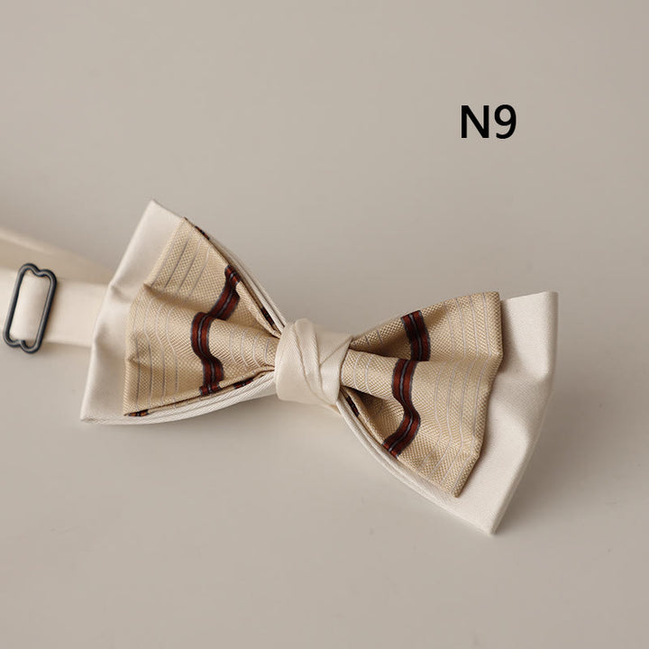 Papillon con cinturino regolabile in raso a due strati con motivo beige