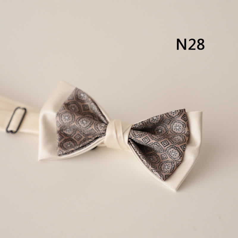 Papillon con cinturino regolabile in raso a due strati con motivo beige