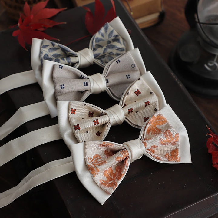 Papillon con cinturino regolabile in raso a due strati con motivo beige