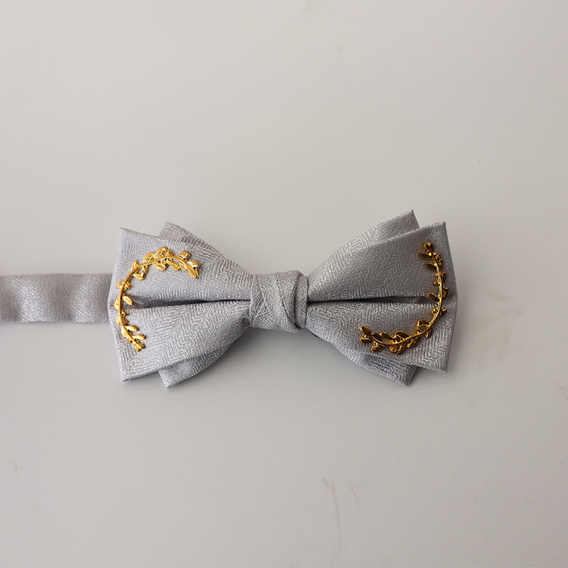 Papillon con cinturino regolabile a doppio strato in jacquard Golden Vine - Grigio - image 12