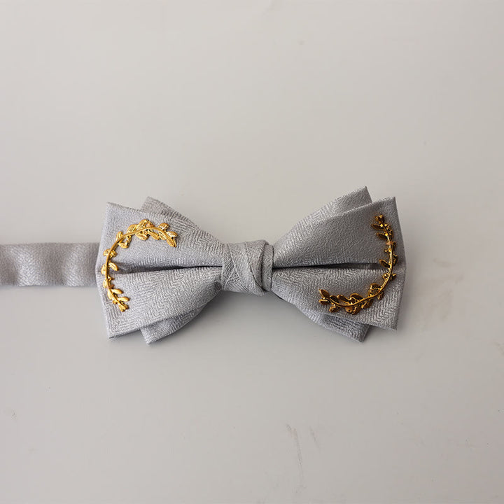 Papillon con cinturino regolabile a doppio strato in jacquard Golden Vine - Grigio - image 12
