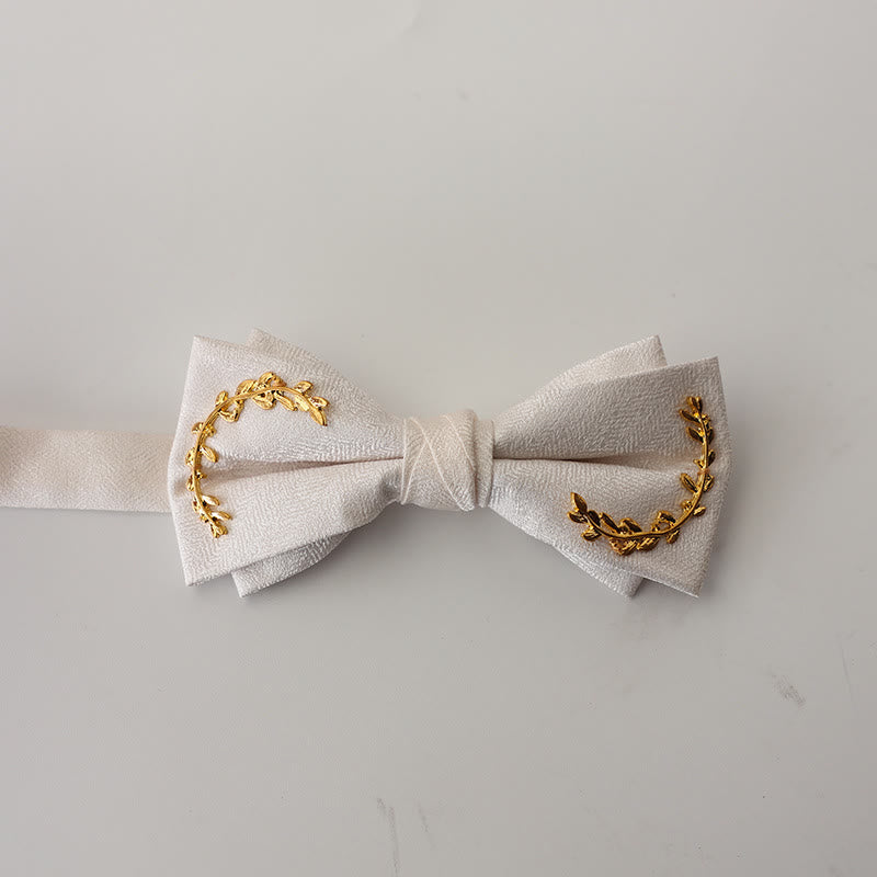 Papillon con cinturino regolabile a doppio strato in jacquard Golden Vine - Bianco - image 15