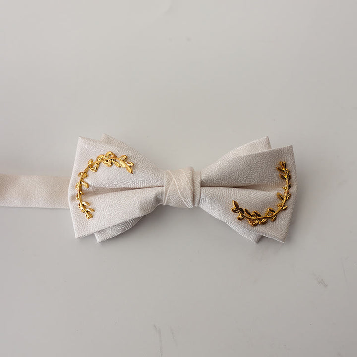 Papillon con cinturino regolabile a doppio strato in jacquard Golden Vine - Bianco - image 15
