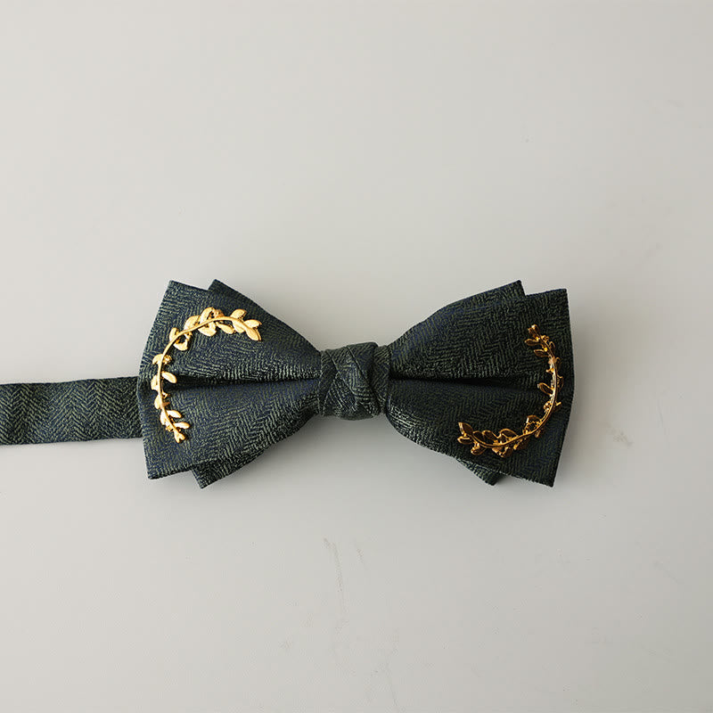 Papillon con cinturino regolabile a doppio strato in jacquard Golden Vine - Verde scuro - image 9