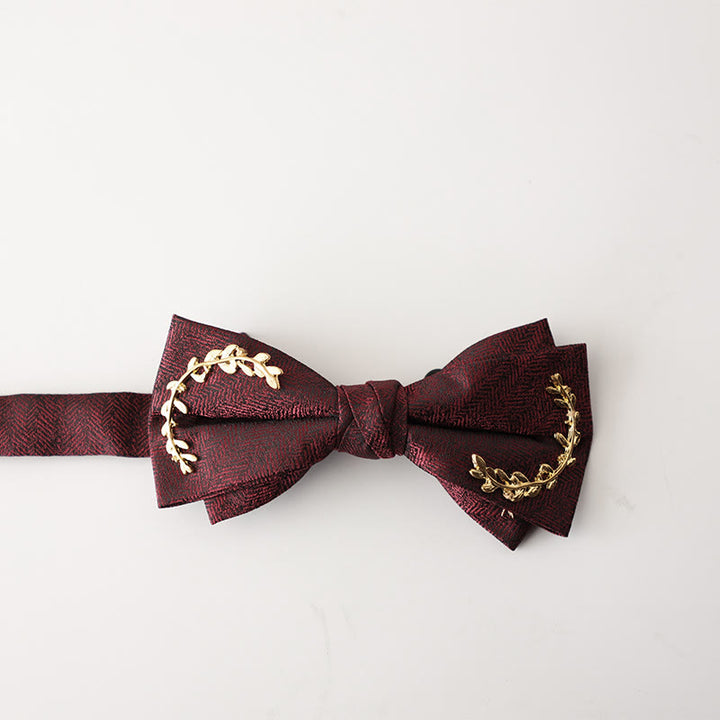 Papillon con cinturino regolabile a doppio strato in jacquard Golden Vine - Vino rosso - image 2