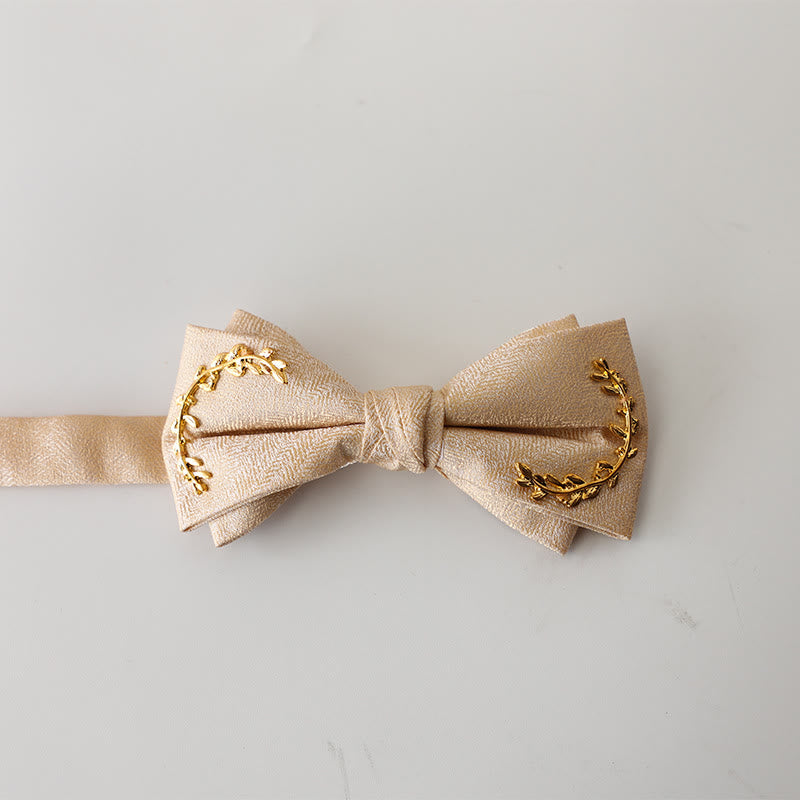 Papillon con cinturino regolabile a doppio strato in jacquard Golden Vine - Beige - image 13