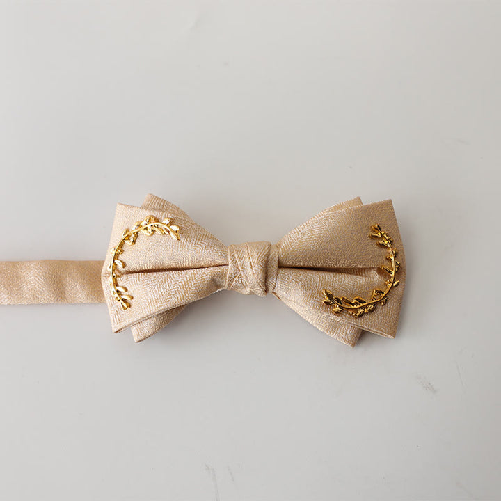 Papillon con cinturino regolabile a doppio strato in jacquard Golden Vine - Beige - image 13