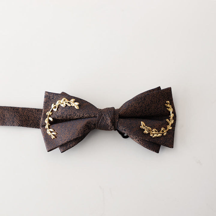 Papillon con cinturino regolabile a doppio strato in jacquard Golden Vine - Marrone scuro - image 8