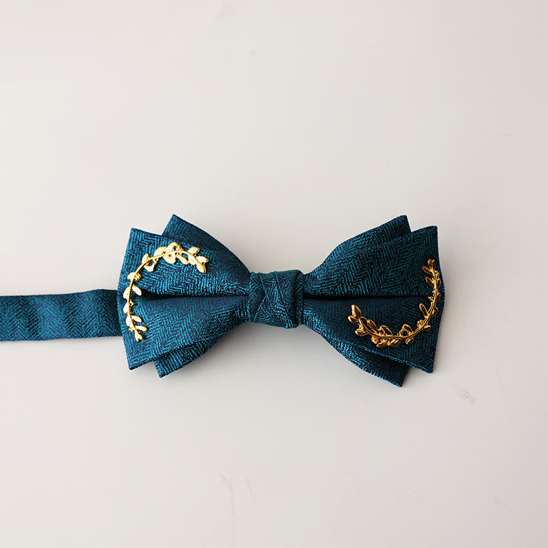 Papillon con cinturino regolabile a doppio strato in jacquard Golden Vine - Blu reale - image 10
