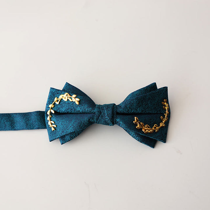 Papillon con cinturino regolabile a doppio strato in jacquard Golden Vine - Blu reale - image 10