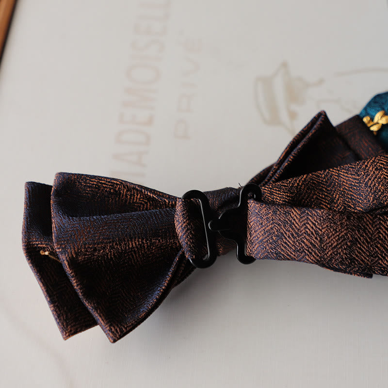 Papillon con cinturino regolabile a doppio strato in jacquard Golden Vine - image 4