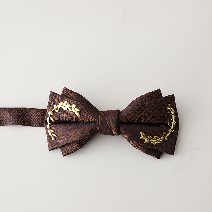 Papillon con cinturino regolabile a doppio strato in jacquard Golden Vine - Caffè marrone - image 7