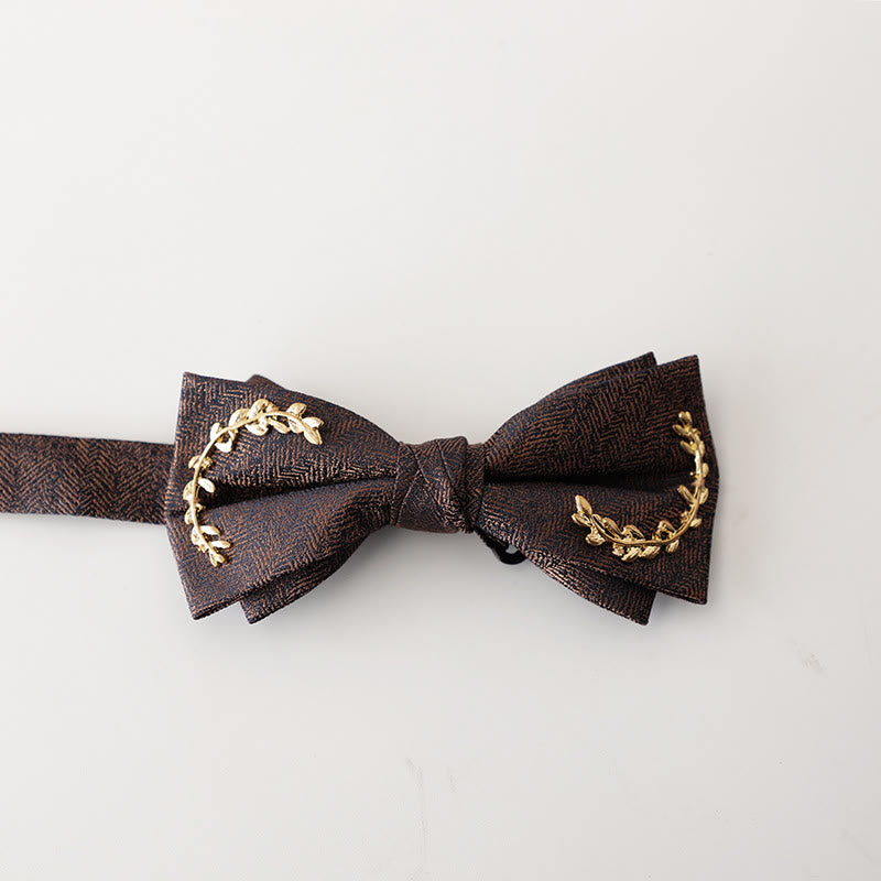 Papillon con cinturino regolabile a doppio strato in jacquard Golden Vine - Marrone scuro - image 8