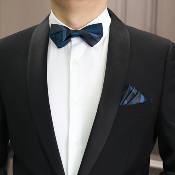 Papillon da uomo con motivo a righe blu acciaio Noble Navy