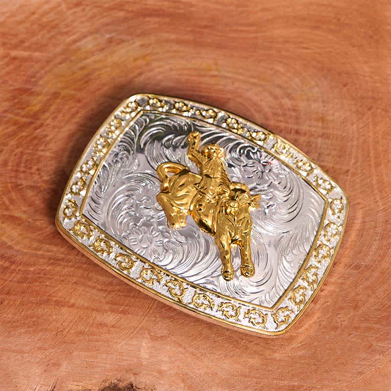 Cintura in pelle con fibbia grande fai da te per equitazione in oro e argento - image 2