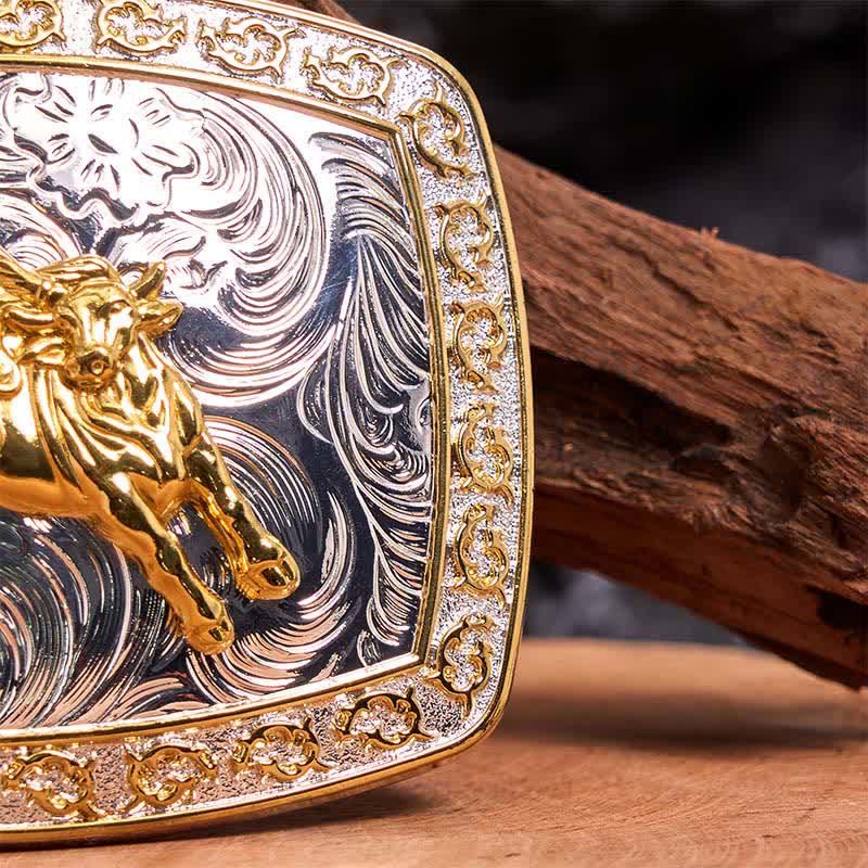 Cintura in pelle con fibbia grande fai da te per equitazione in oro e argento - image 4