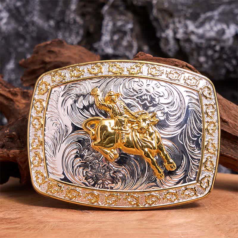 Cintura in pelle con fibbia grande fai da te per equitazione in oro e argento - equitazione - Senza cintura - Cintura non inclusa - image 1