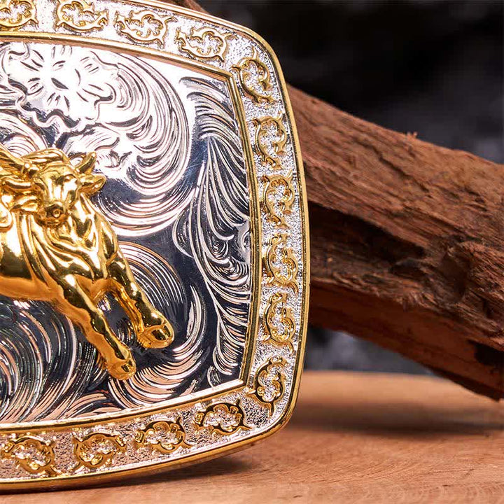 Cintura in pelle con fibbia grande fai da te per equitazione in oro e argento - image 5