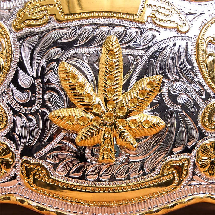 Cintura in pelle con fibbia fai da te in acero floreale argento oro - image 4