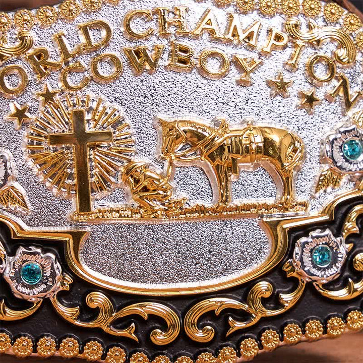 Cintura in pelle con fibbia grande fai da te da cowboy campione del mondo - image 4