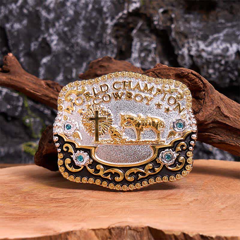 Cintura in pelle con fibbia grande fai da te da cowboy campione del mondo - Preghiera - Senza cintura - Cintura non inclusa - image 1