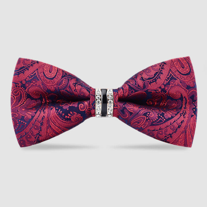 Papillon da uomo con motivo floreale Paisley a righe e strass