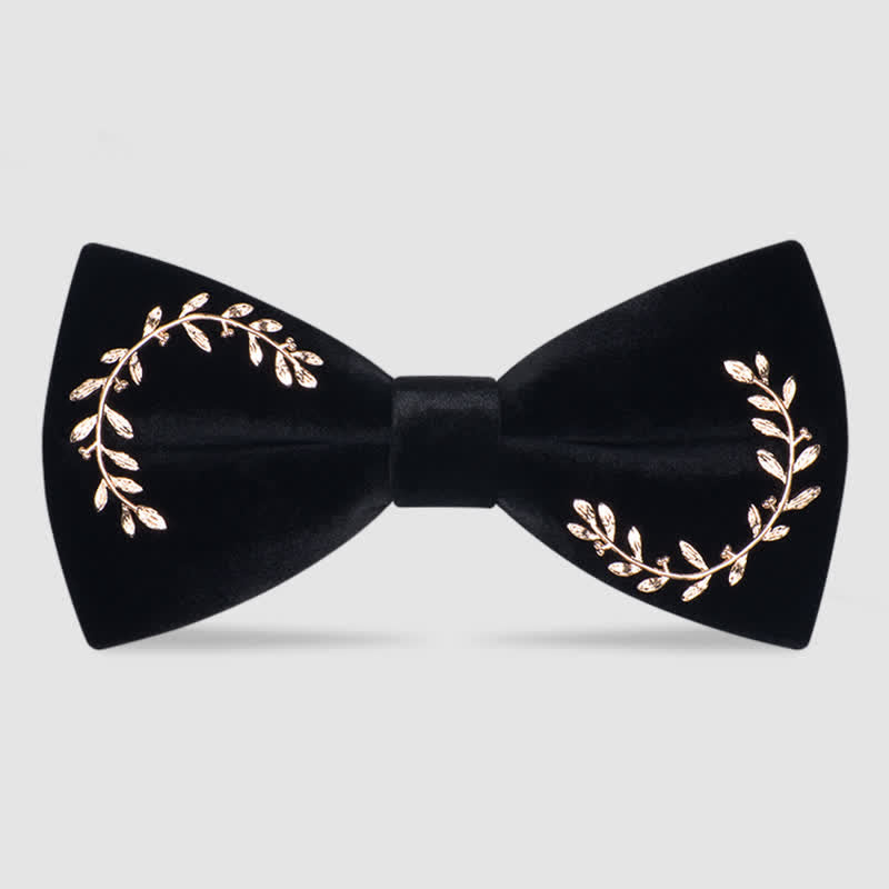 Papillon in velluto con foglie di vite da uomo - Nero - image 0