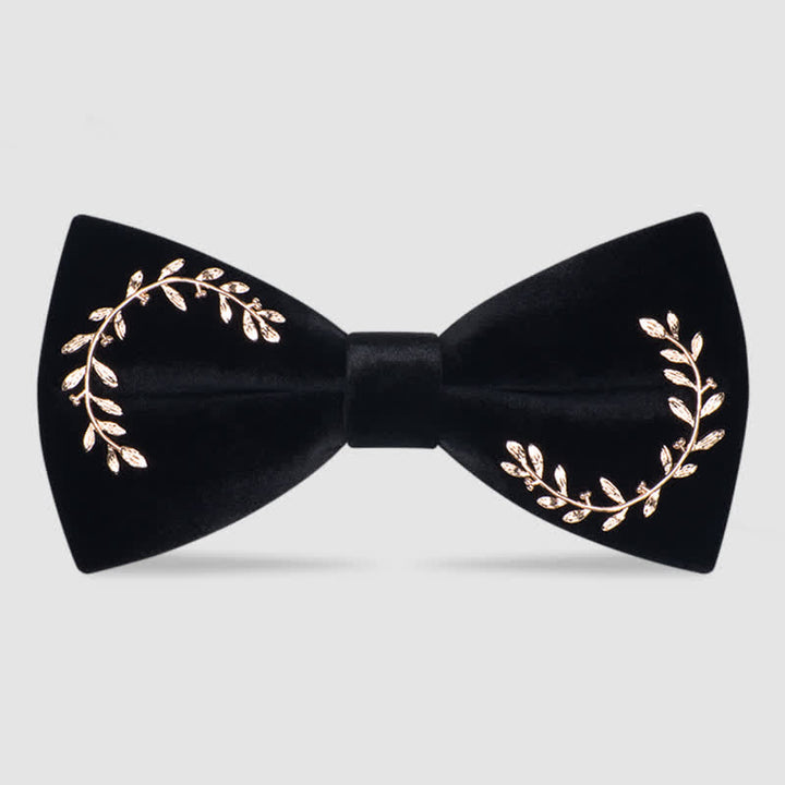 Papillon in velluto con foglie di vite da uomo - Nero - image 0