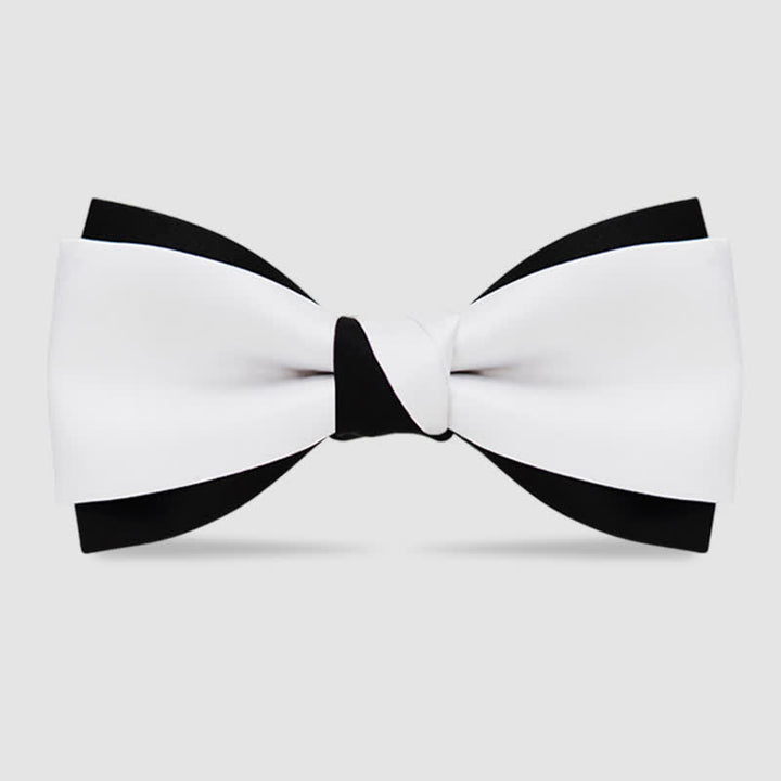 Papillon da uomo a doppio strato, nero e bianco, bicolore