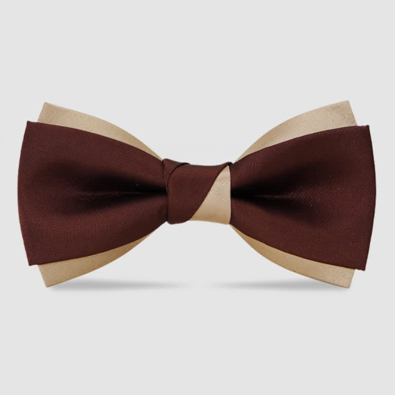 Papillon doppio strato marrone e champagne di lusso da uomo - Marrone - image 0