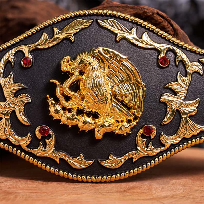 Cintura in pelle con fibbia fai da te che cattura i serpenti con l'aquila - image 4