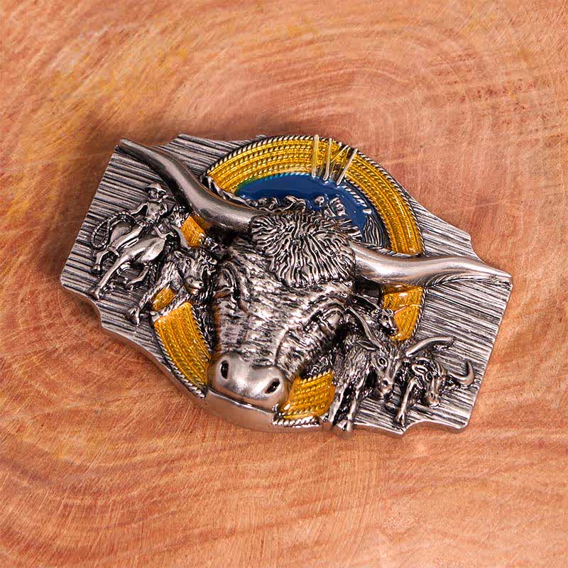 Set di ciondoli con fibbia per cintura fai da te con coltello nascosto a tema Longhorn Bull