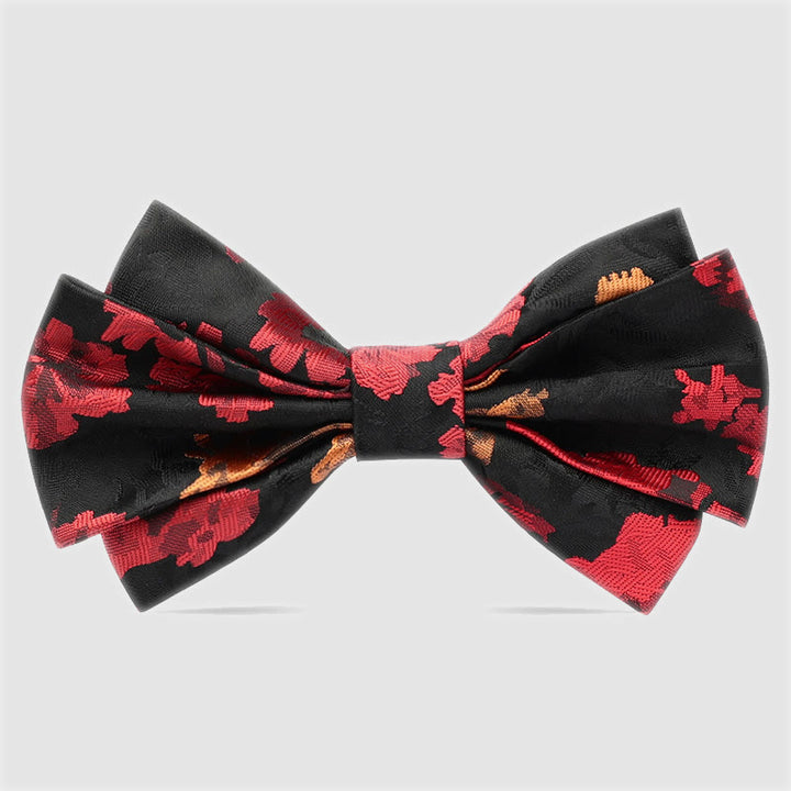 Papillon floreale cadente nero e rosso da uomo