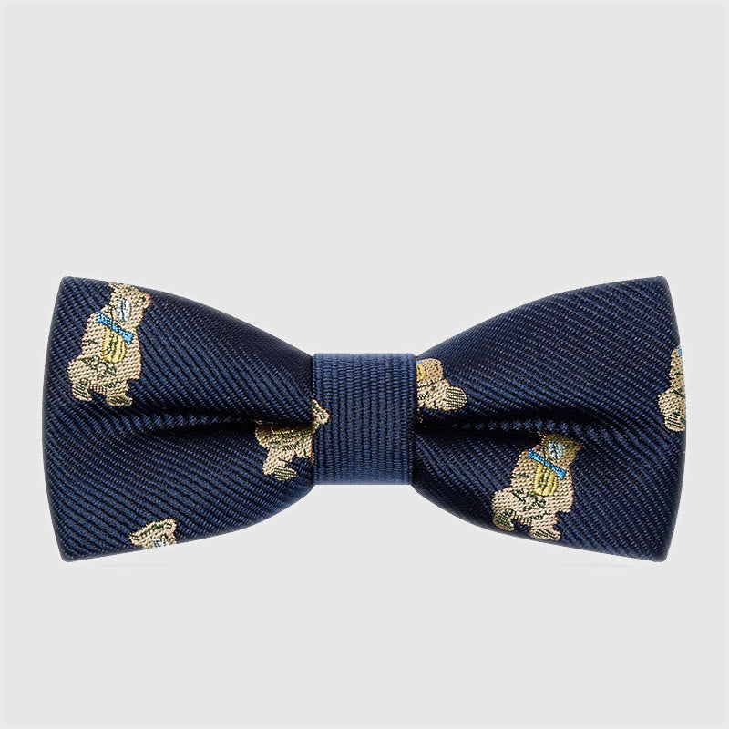 Papillon in twill con orsetto di peluche birichino per bambini - Teddy blu navy - image 2