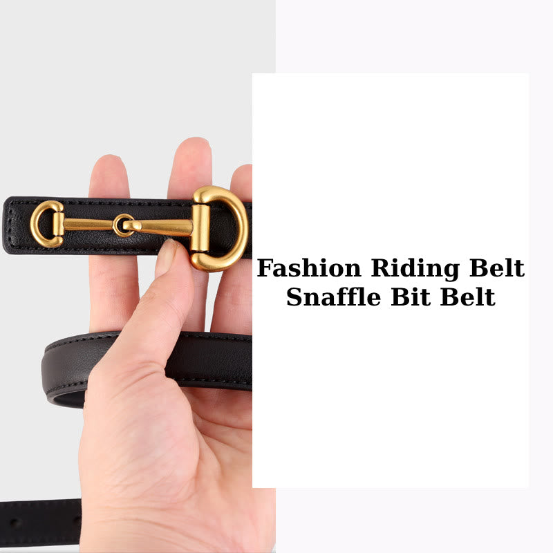 Cintura sottile in pelle con fibbia a ferro di cavallo da donna