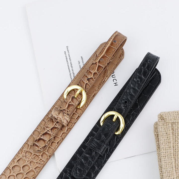 Cintura con motivo coccodrillo vintage e filetto - image 4